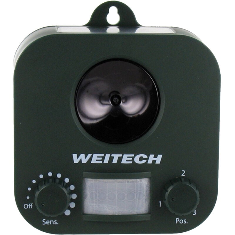foto del prodotto weitech - repellente ultrasuoni per cani, gatti e volpi a batteria con ricarica solare 75 mtq