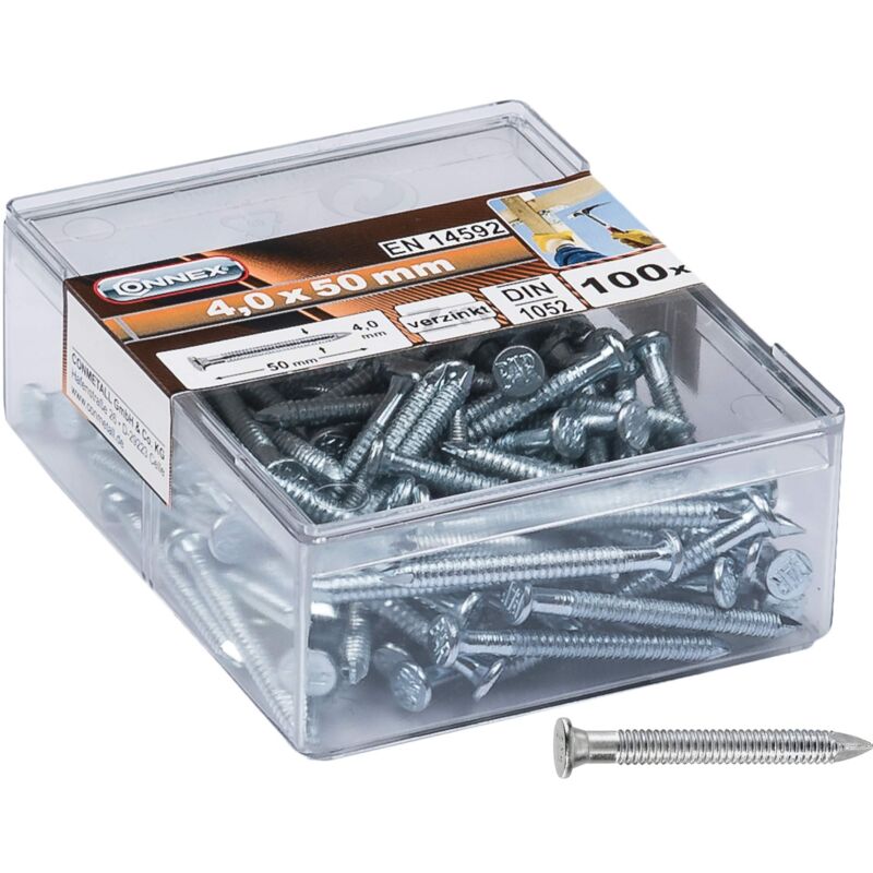 foto del prodotto weitere connex, hv4510, chiodi di ancoraggio 4,0 x 50 mm, din zincato 1052, 100 pezzi