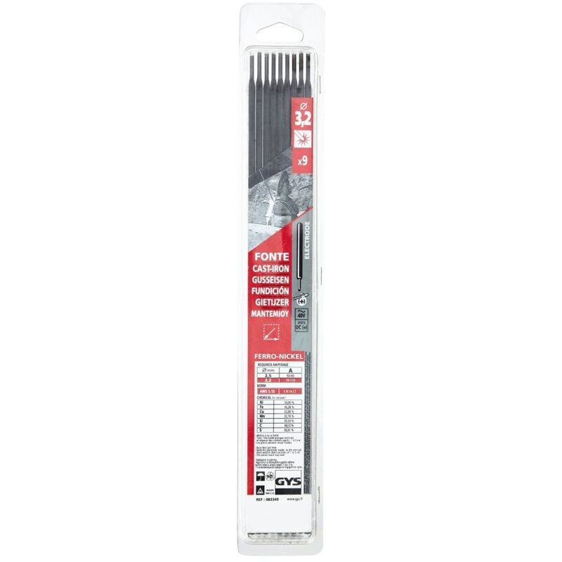foto del prodotto welding electrodes 083349 elettrodi inghisa per saldatrice 3,2 mm in blister da 9 pezzi