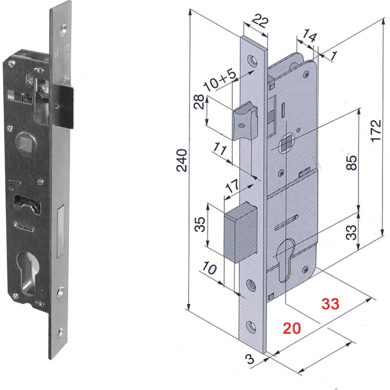 foto del prodotto welka 10135100e serratura infilare cilidro sagomato f22, neutro