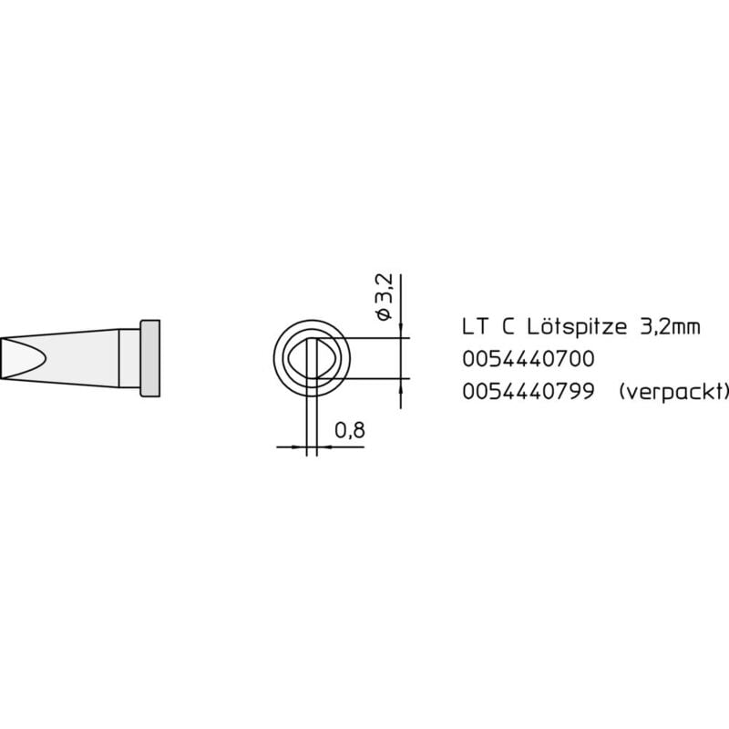 foto del prodotto weller lt c punta di saldatura forma a scalpello, dritta dimensione punta 3.2 mm contenuto 1 pz.