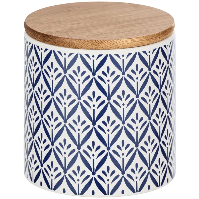 foto del prodotto wenko 54094100 scatola portaoggetti lorca con coperchio in bamb , capacit 0,45 l, ceramica, 10 x 10 x 10 cm, blu bianco