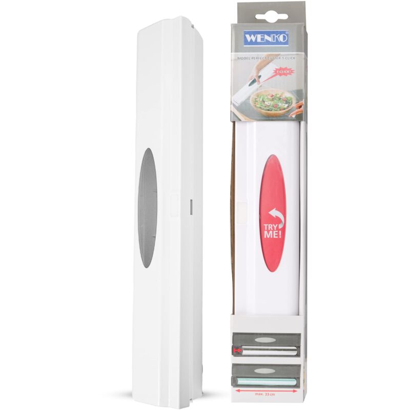 foto del prodotto wenko 86674100 dispenser di pellicola alimentare perfect cutter plastica 41.5 x 8.0 x 6.5 cm, plastica, bianco, 38 x 5.2 x 6.7 cm