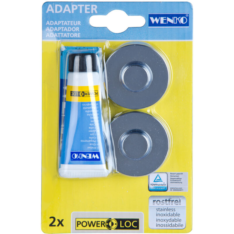 foto del prodotto wenko adattatore power loc per serie premium classic e style, set di 2, fissaggio senza foratura, colla rimovibile senza residui, aderenza