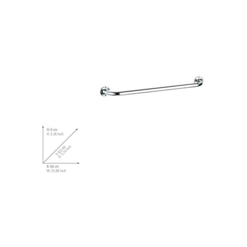 foto del prodotto wenko barra di sostegno, maniglia di appoggio per wc e bagno, basic, acciaio inossidabile, lunghezza 60cm, 66x6x9,5 cm, lucido