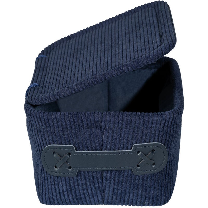 foto del prodotto wenko cestino da bagno anela in blu scuro con coperchio, manico in ecopelle, blu, poliestere blu scuro