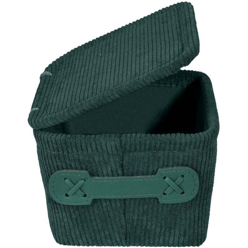 foto del prodotto wenko cestino da bagno anela in verde scuro con coperchio, manico in ecopelle, verde, poliestere verde