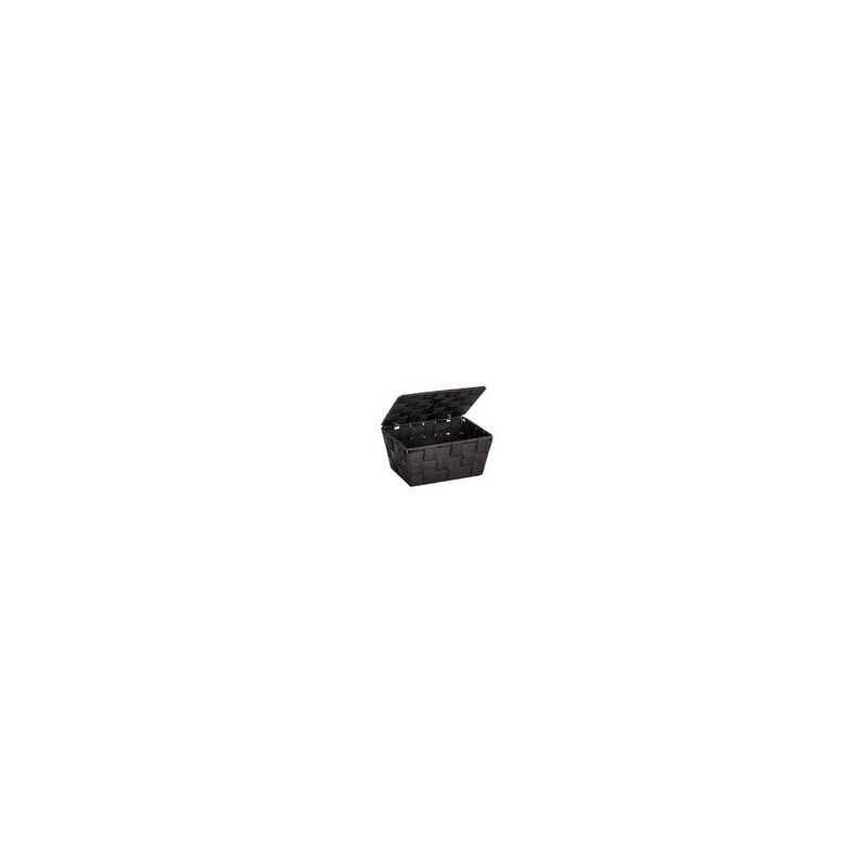 foto del prodotto wenko cestino portaoggetti per bagno con coperchio adria, piccola scatola portaoggetti, polipropilene, 19x14x10 cm, nero