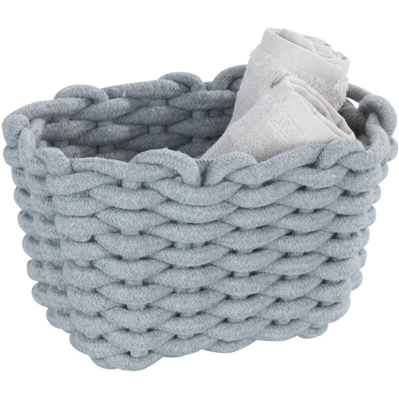 foto del prodotto wenko cestino portaoggetti tia s, cestino da bagno di alta qualit realizzato in corda di cotone intrecciata in un grigio nordico, per
