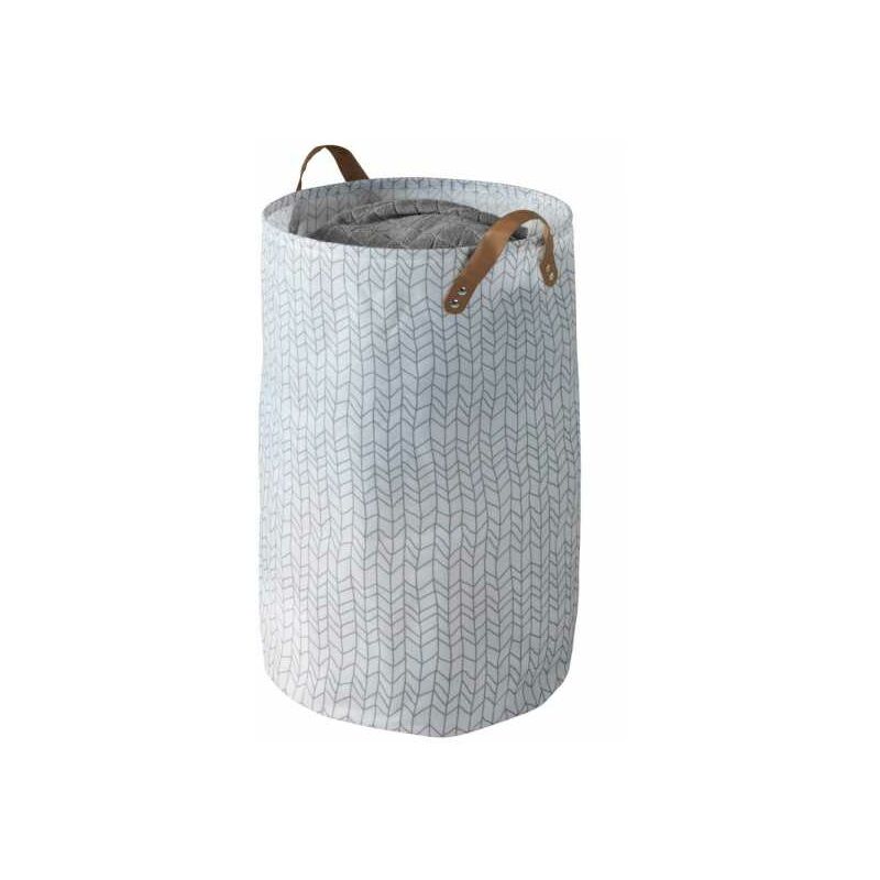 foto del prodotto wenko cesto per la biancheria geo, cesto morbido per biancheria sporca con manico in similpelle, capacit 75 l, poliestere, 40x60 cm, bianco
