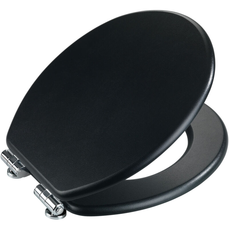 foto del prodotto wenko copriwater con freno di caduta easy close cuero, fissaggio in acciaio inox fix clip , mdf, 35,5x42,5 cm, nero