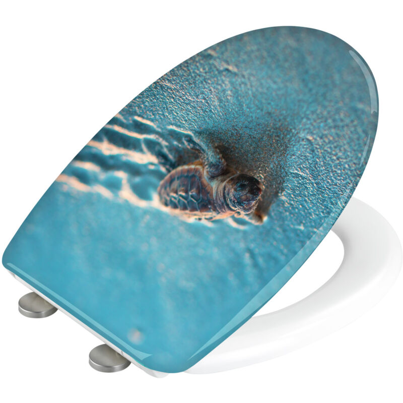 foto del prodotto wenko copriwater originale caretta, copriwater con freno di caduta easy close , fissaggio in acciaio inox fix clip , duroplast, 38x45 cm,