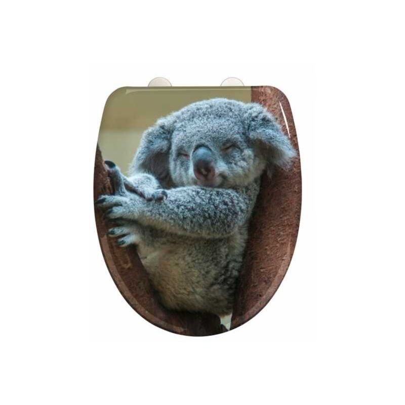 foto del prodotto wenko copriwater originale koala, copriwater con freno di caduta easy close , fissaggio in acciaio inox fix clip , duroplast, 38x45 cm,