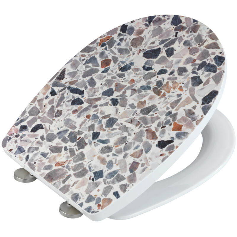 foto del prodotto wenko copriwater originale terrazzo, copriwater con freno di caduta, sganciabile, fissaggio in acciaio inox, termoplastico, 36,5x45 cm, multicolore