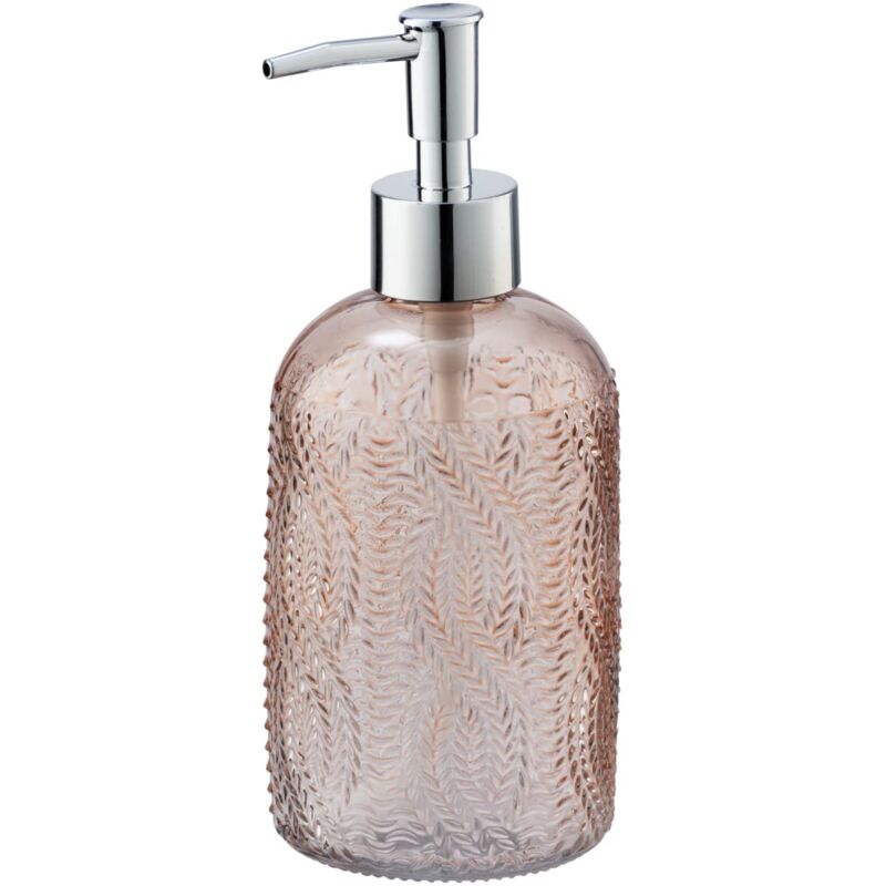 foto del prodotto wenko dispenser sapone vetro rotondo rosa dispenser sapone liquido capacit 0.4 l, vetro, 8.5 x 19 x 7.5 cm, rosa