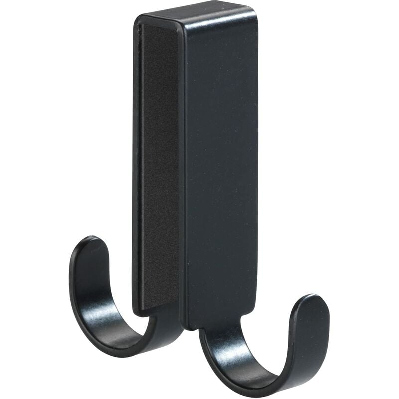 foto del prodotto wenko doppio gancio per doccia vieste argento nero opaco gancio per parete box doccia, acciaio inossidabile, 2 x 7 x 5.5 cm