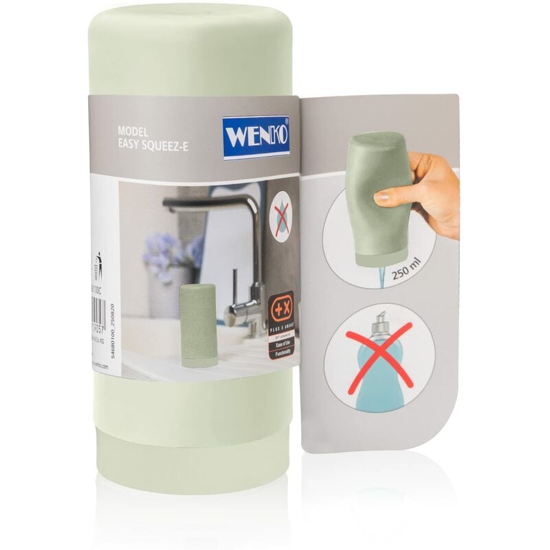 foto del prodotto wenko - dosatore di detersivo per piatti easy squeez-e, dispenser di qualità per detersivo per piatti in cucina, dosaggio semplice, dispenser in