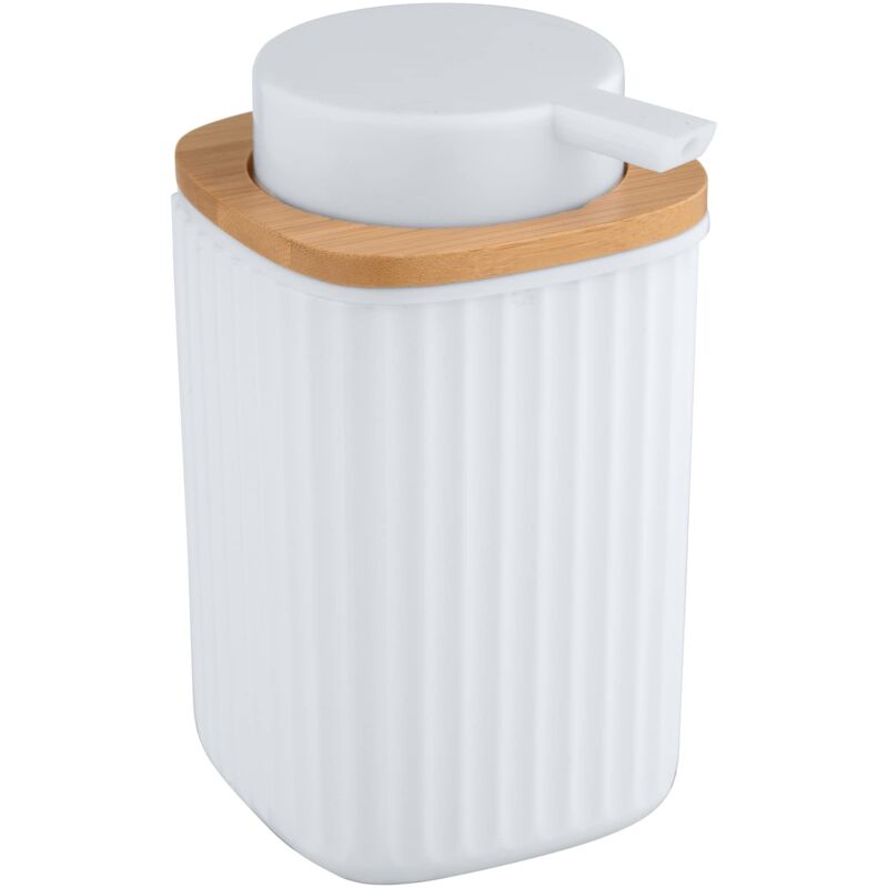 immagine 0 del prodotto wenko dosatore di sapone rotello, dispenser ricaricabile per 250 ml di sapone liquido, plastica di qualit con dettagli in bamb , anche per detersivo