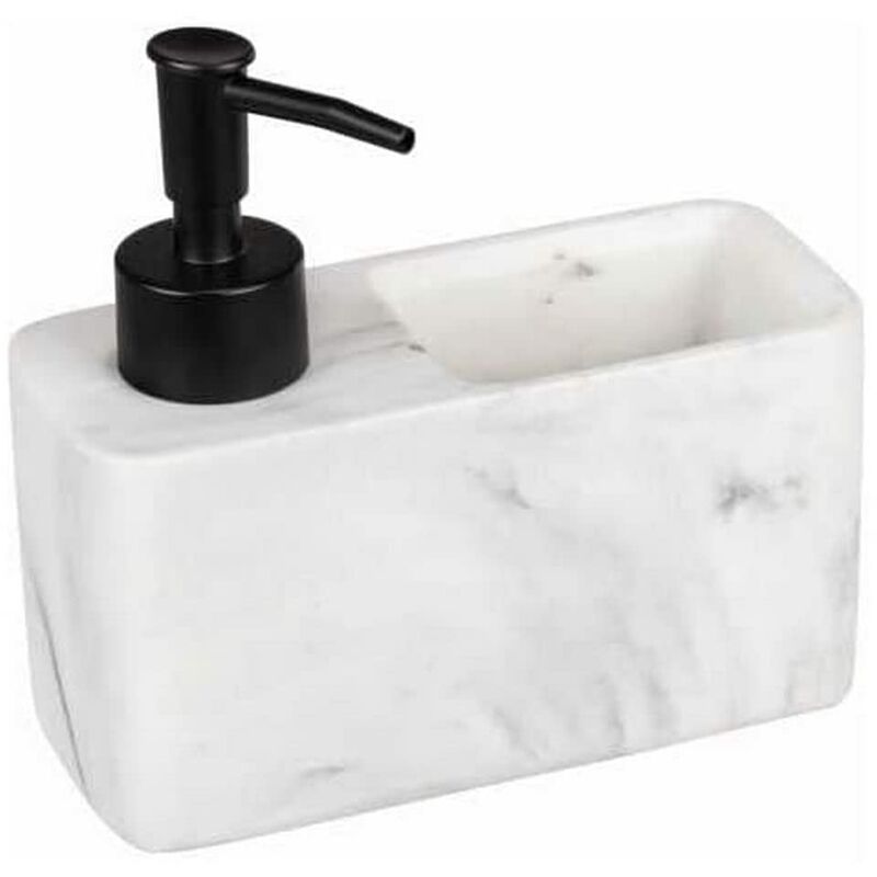 foto del prodotto wenko dosatore per sapone resa marmo, dispenser per la cucina effetto marmo con pratico vano porta spugna, spugna inclusa, ricaricabile, capacit 