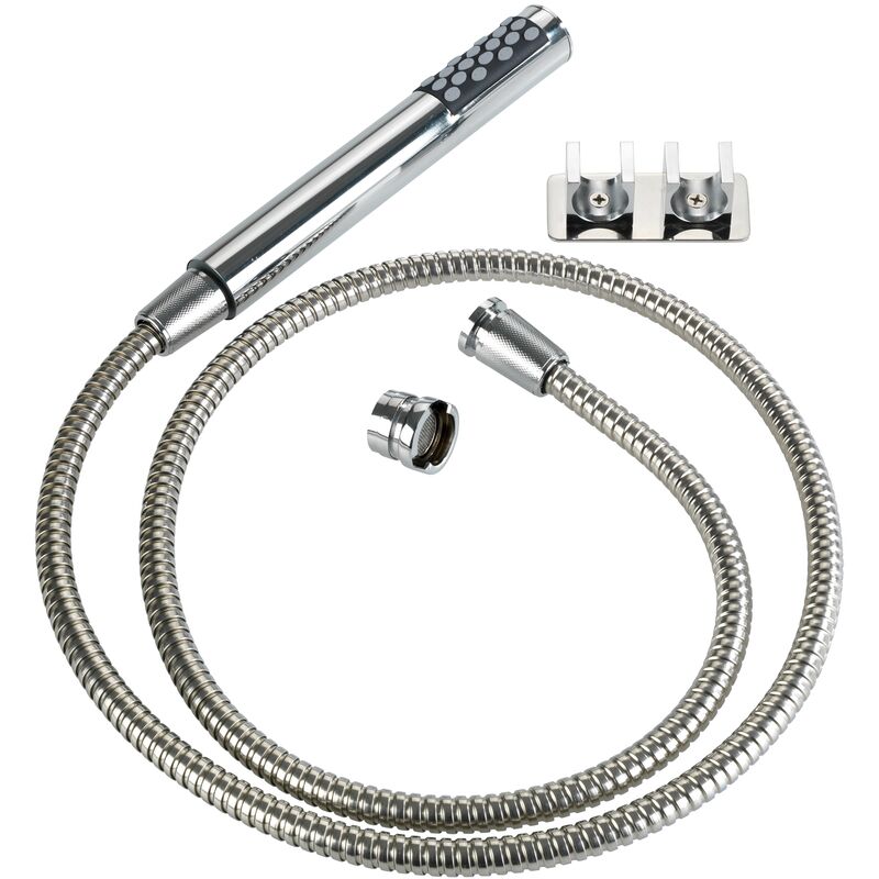 foto del prodotto wenko kit doccetta per rubinetto con gancio duo, doccetta per lavabo con soffione e flessibile 2 ganci da parete per appendere il soffione,