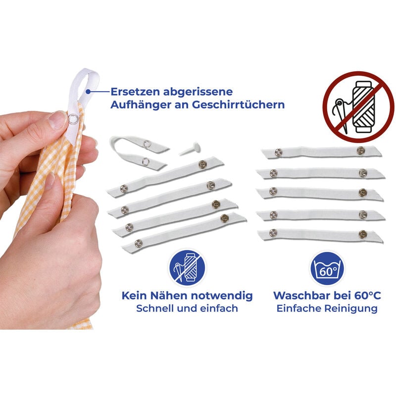 foto del prodotto wenko maximex set di 10 ganci per strofinacci senza cuciture, per sostituire ganci strappati, lavabili fino a 60 c, 14 x 1 cm