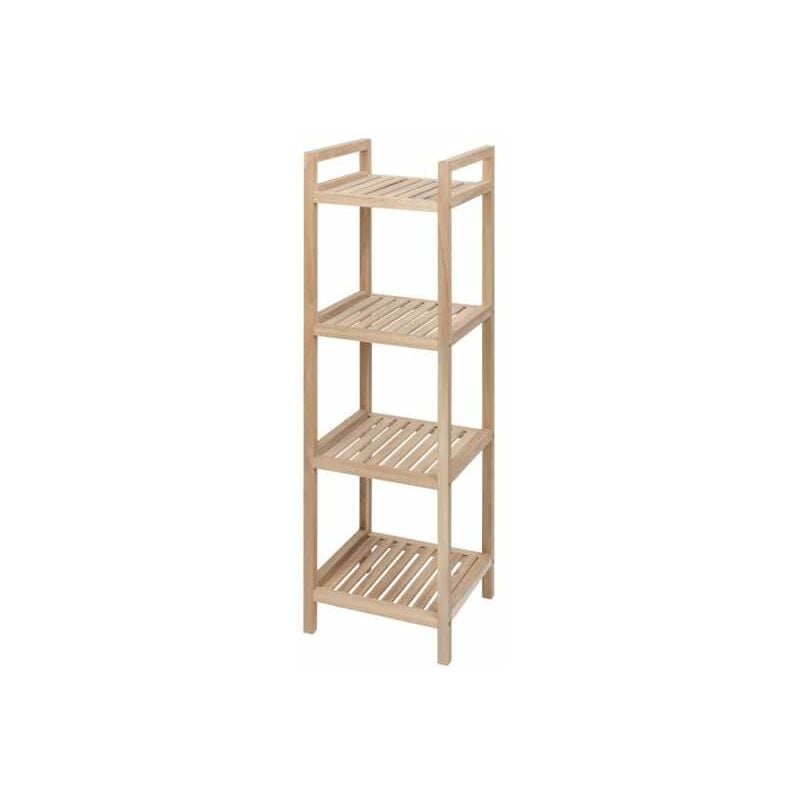 foto del prodotto wenko mobile colonna, scaffale in legno acina su piedistallo, 4 livelli, legno certificato fsc , 35x110x35 cm, marrone