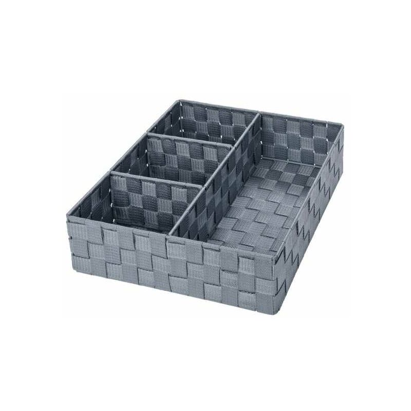 foto del prodotto wenko organizzatore per bagno, scatola portaoggetti adria, con 4 scomparti, polipropilene, 32x10x32 cm, grigio
