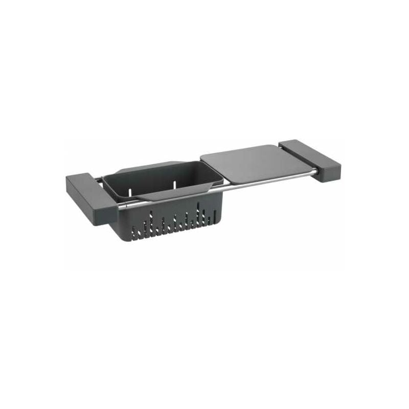foto del prodotto wenko organizzatore per lavello 3in1 cestino portaoggetti, scolapasta e tagliere estensibile, cami, acciaio inox plastica, 43,5 77,5x8x14 cm,