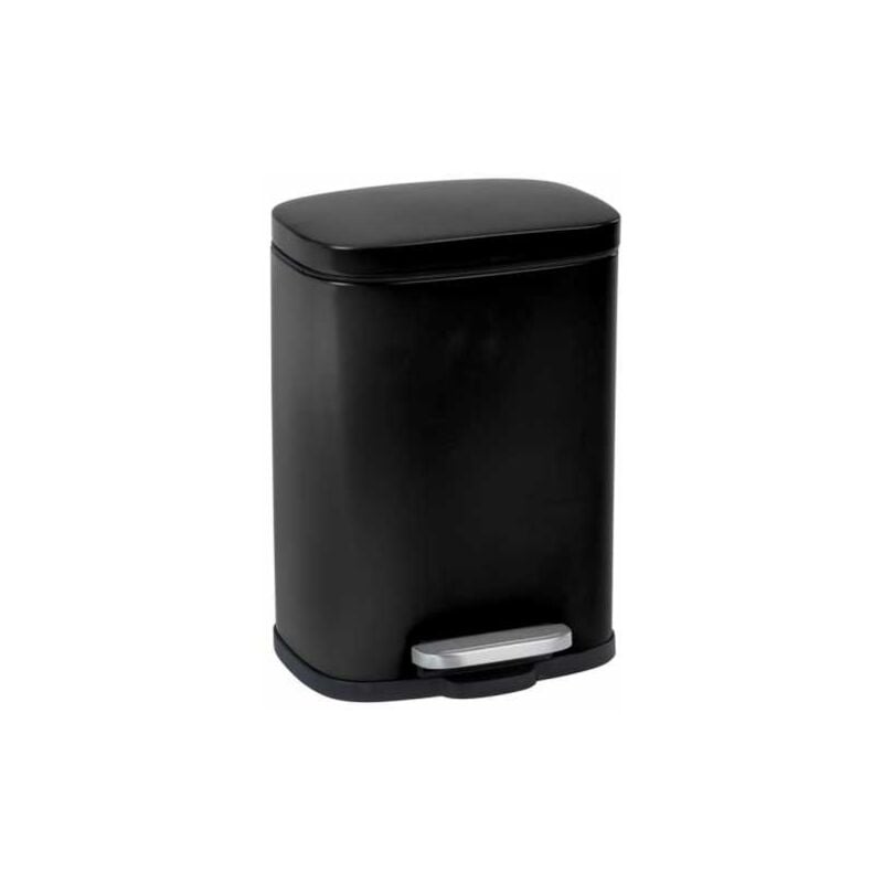 foto del prodotto wenko pattumiera a pedale design leno con freno di caduta easy close , piccola pattumiera per bagno da 5l, acciaio inox, 21,5x19x29,5 cm, nero