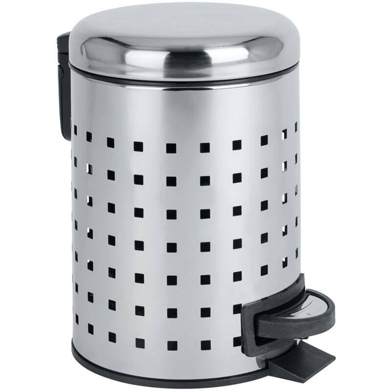 foto del prodotto wenko pattumiera a pedale leman, 3 litri, con inserto estraibile, in acciaio inossidabile, 17x25x22.5 cm, design a fori