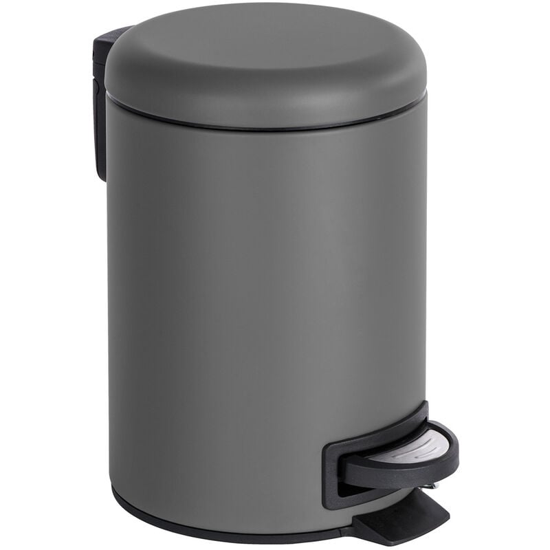 foto del prodotto wenko pattumiera a pedale leman, 3l, piccola pattumiera per bagno, acciaio opaco, 3l, 17x25x22.5 cm, grigio