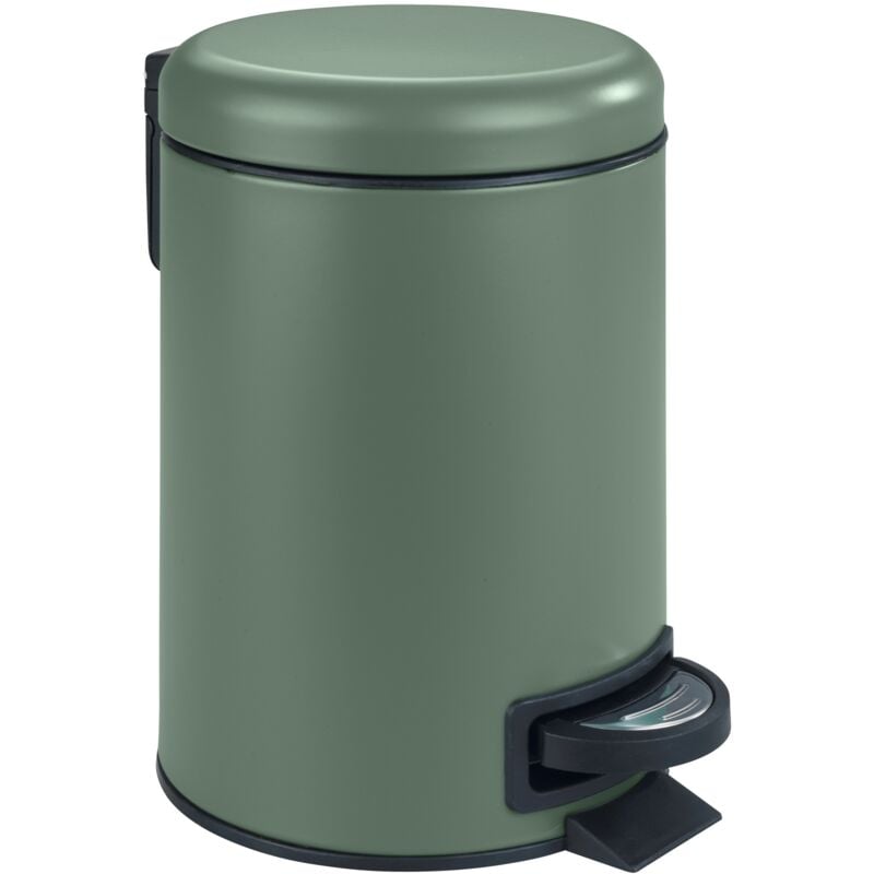 foto del prodotto wenko pattumiera a pedale leman, piccola pattumiera per bagno, capacit 3l, acciaio, 17x25x22.5 cm, verde scuro opaco