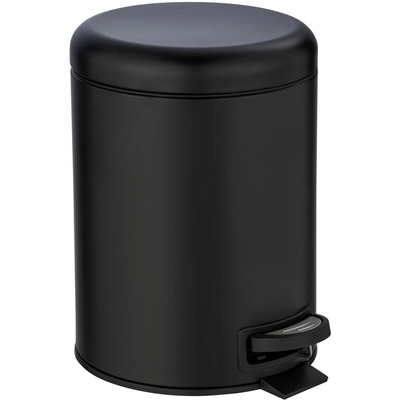 foto del prodotto wenko pattumiera a pedale leman, piccola pattumiera per bagno, capacit 5l, in acciaio, 21x24x28 cm, nero
