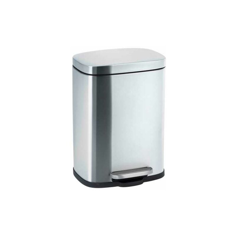 foto del prodotto wenko pattumiera a pedale leno opaca, design con chiusura ammortizzata easy close , piccola pattumiera per bagno da 5l, acciaio inox, 21,5x19x29,5