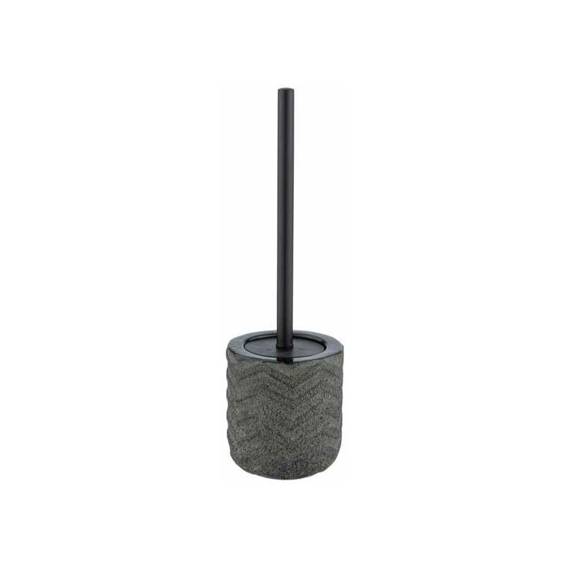 foto del prodotto wenko porta spazzolino wc mantua, spazzolino wc nero, ceramica in rilievo dipinta a mano, 8 x 10 cm, nero