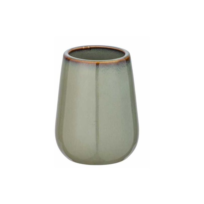 foto del prodotto wenko portabicchieri da denti sirmione, bicchiere da bagno in ceramica, portaspazzolini design con bordino in rame, ceramica di alta qualit , 