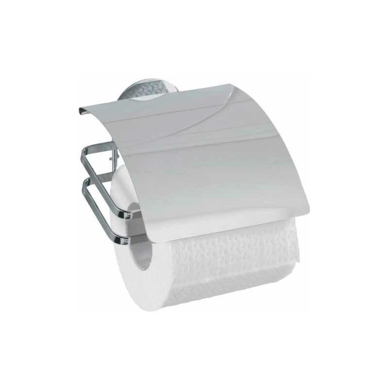 foto del prodotto wenko portarotolo da parete per carta igienica con coperchio turbo loc , fissaggio senza foratura, acciaio inox, 12x9,5x13 cm, lucido