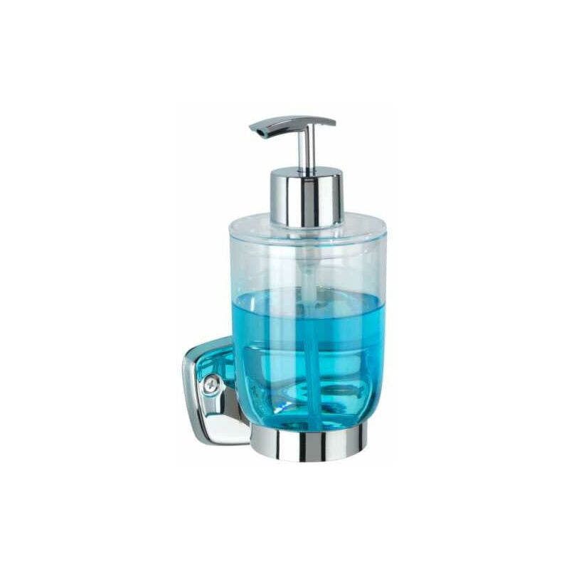 foto del prodotto wenko portasapone liquido da muro basic, distributore di sapone liquido, capacit 300ml, fissaggio in acciaio inox plastica, 7,8x10x17 cm, lucido