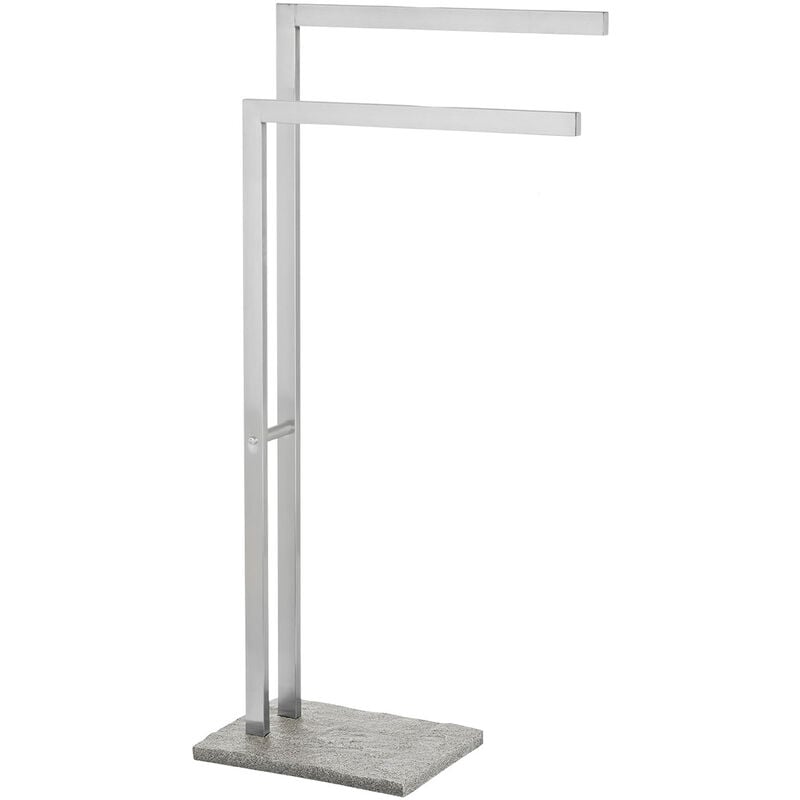 foto del prodotto wenko portasciugamani da bagno a terra, con 2 barre, granito, base in poliresina effetto granito acciaio inossidabile, 43,5x86,5x20 cm, opaco