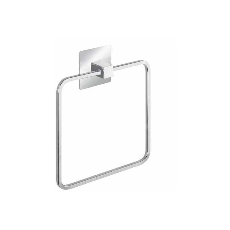 foto del prodotto wenko portasciugamani da parete per bagno quadro, anello portasciugamani con fissaggio turbo loc senza foratura, acciaio inossidabile,