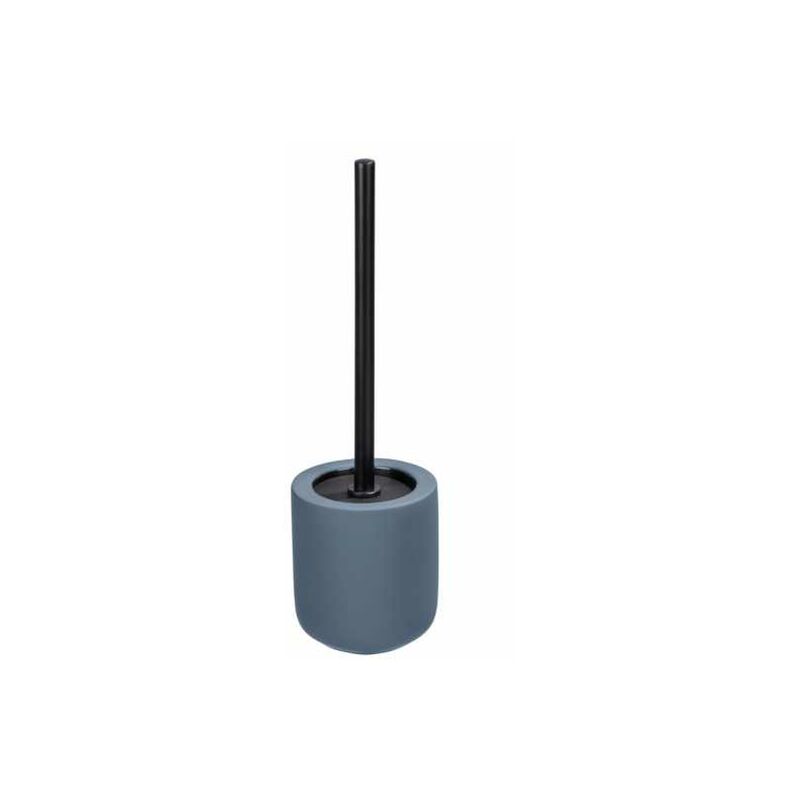 foto del prodotto wenko portaspazzolino wc avellino, spazzolino wc nero, ceramica con superficie antiscivolo soft touch, 11,5x40 cm, blu