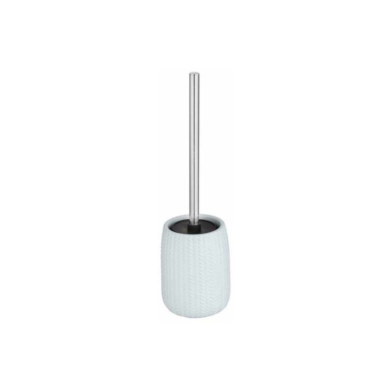 foto del prodotto wenko portaspazzolino wc barinas, spazzolino wc nero, ceramica in rilievo, 10,7x35,3 cm, bianco