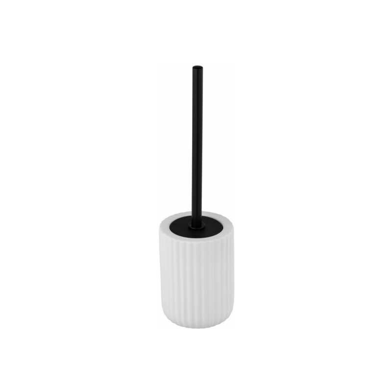 foto del prodotto wenko portaspazzolino wc belluno, spazzolino wc nero, ceramica soft touch , 11,5x42 cm, bianco