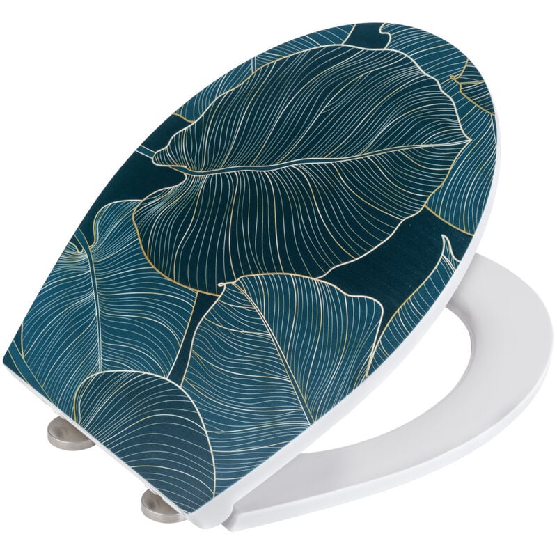 foto del prodotto wenko premium copriwater big leaves con rilievo, realizzato in duroplast antibatterico, con chiusura automatica, multicolore, duroplast