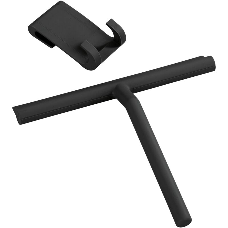 foto del prodotto wenko raschietto per bagno mola, raschietto per doccia in silicone, acciaio inossidabile, 21x24,5x4 cm, nero