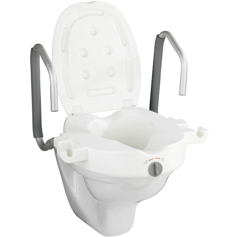 foto del prodotto wenko rialzo wc per adulti con braccioli secura, rialzo per toilette per adulti 10 cm, montaggio rapido e semplice, plastico alluminio,