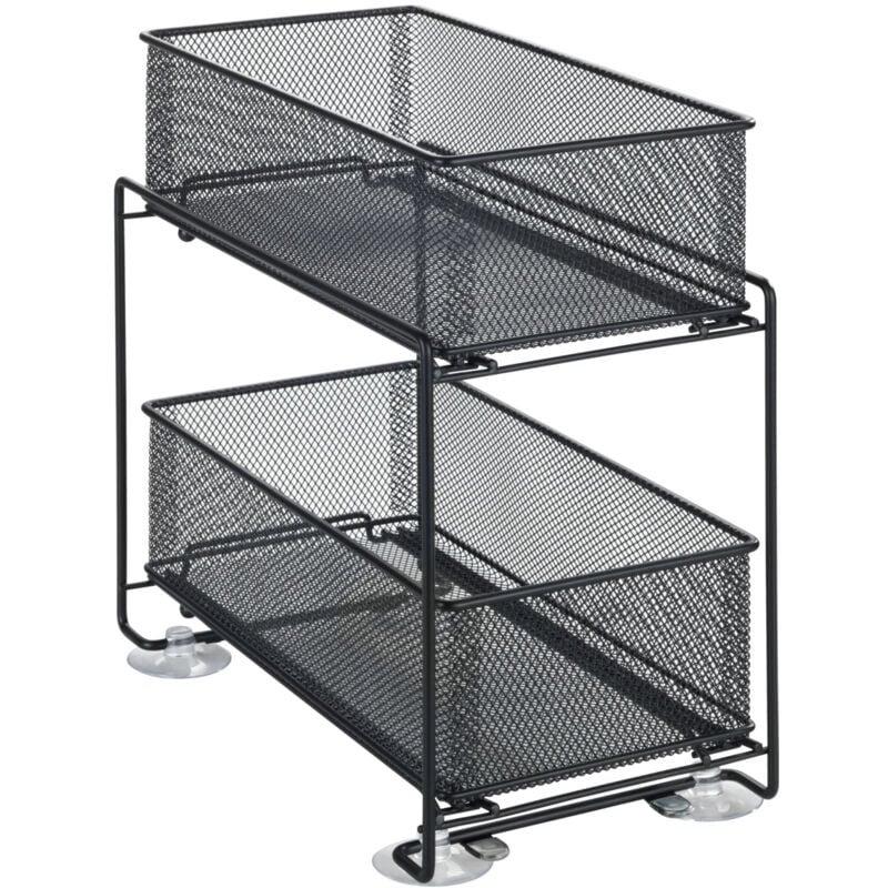 foto del prodotto wenko scaffale per cassetti gioma nero, 2 piani, nero, metallo rivestito in polvere nero