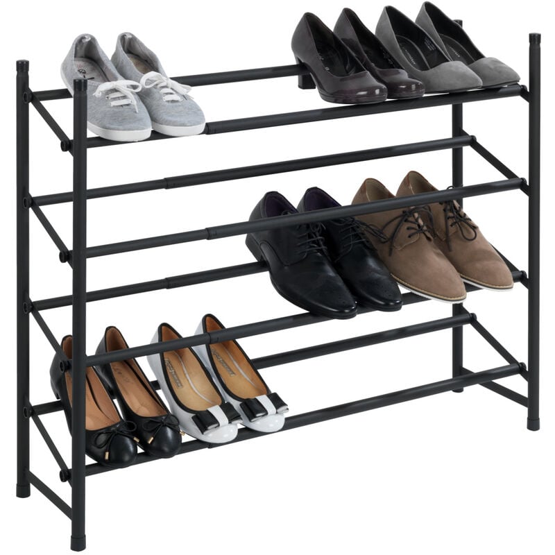 foto del prodotto wenko scaffale telescopico antiscivolo hero per scarpe, porta scarpe per 24 paia, impilabile, in metallo, 62 115 x 68 x 26 cm, nero