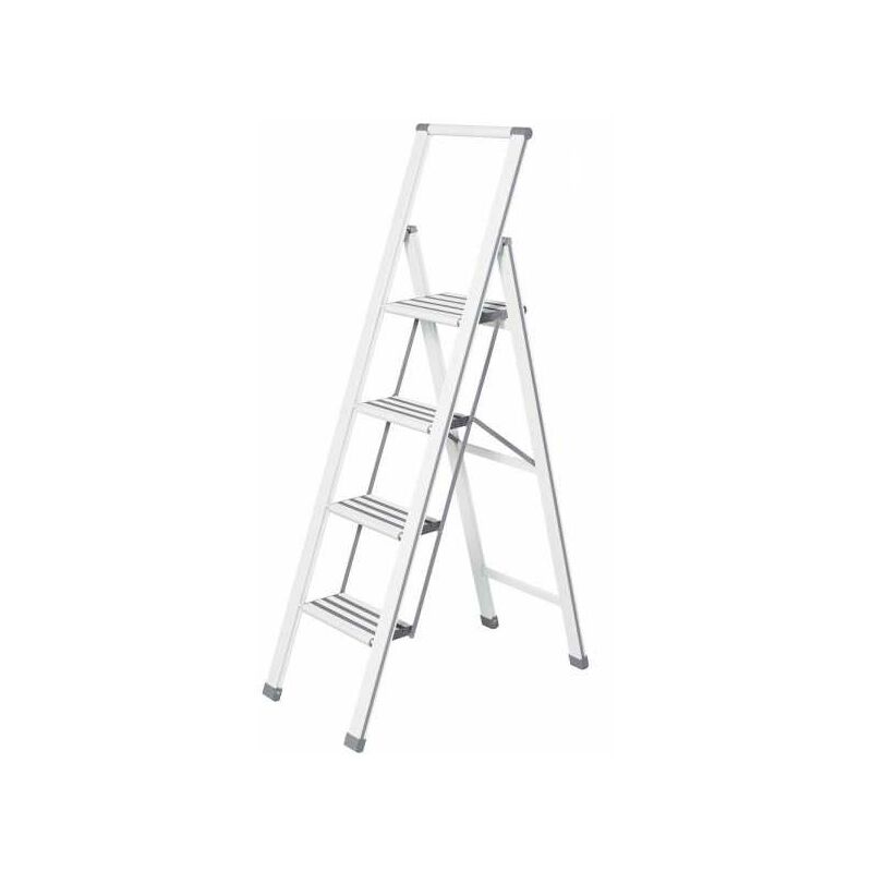 foto del prodotto wenko scala a 4 gradini, design pieghevole, alluminio, bianco