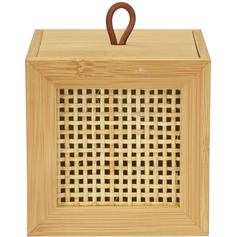 foto del prodotto wenko scatola per il bagno allegre s con coperchio, realizzata in bamb e rattan, colore marrone, bamb naturale, rattan naturale